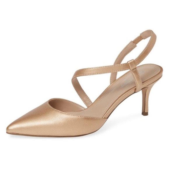 Charles David Gold Slingback Heels - Picture 1 of 6